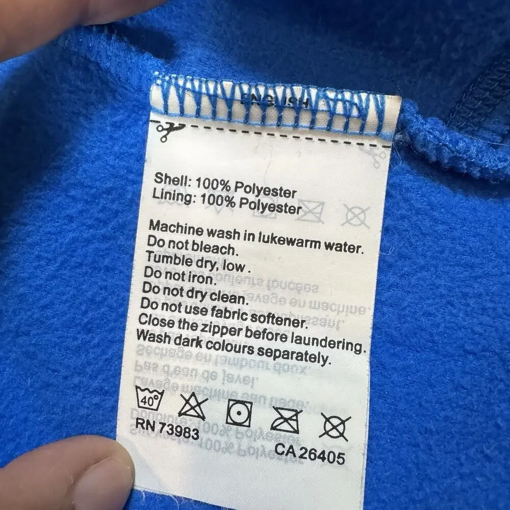 Helly Hansen Fleece Jacket Men Large Blue Full Zip HH Logo Polartec Collar M
